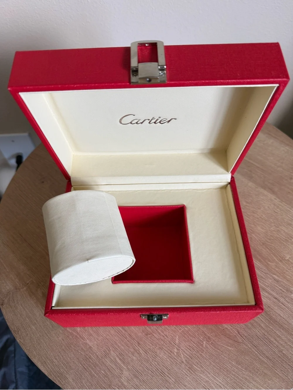 Cartier Red Watch Case with Metal Clasp